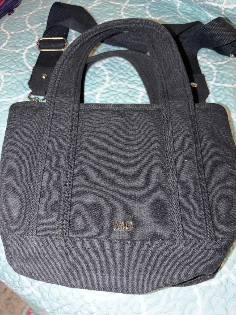 Madden Girl Black Canvas Messenger Tote